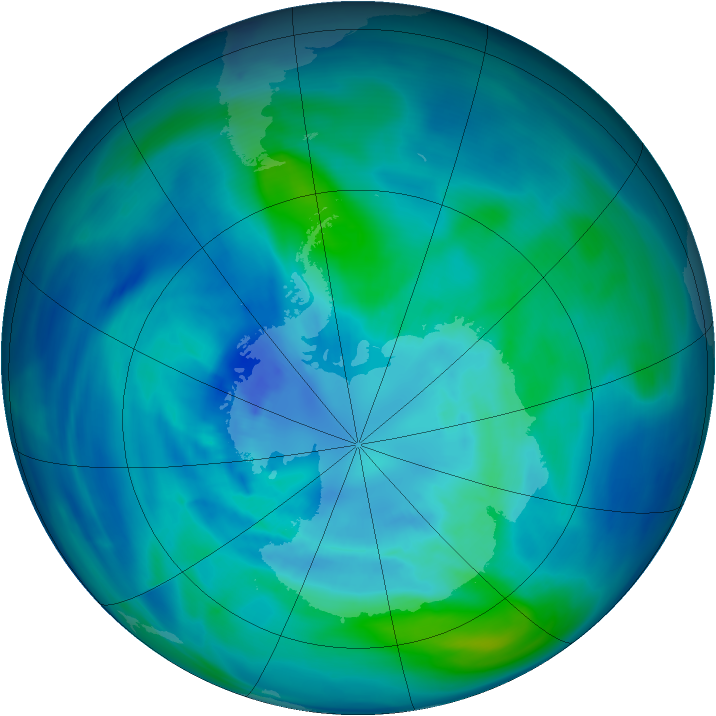 Antarctic ozone map for 28 March 2005